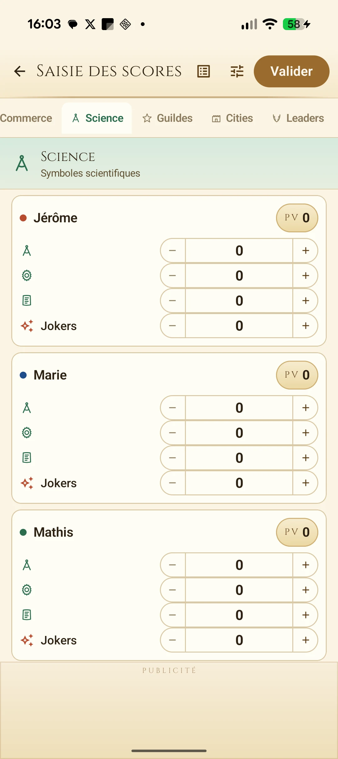Score Sheet for 7 Wonders screenshot